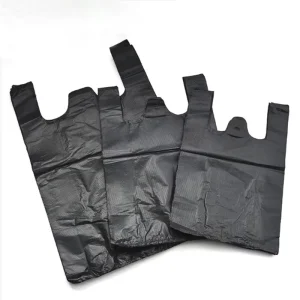 Customized Print Thank You Plastic Bags T shirt Carrier Bag Shopping Black HDPE Bags for Retail Store