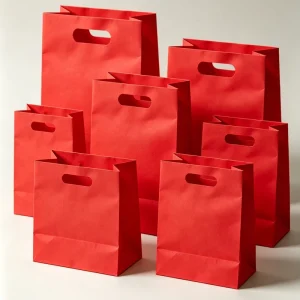 Customized Printed 100% Recyclable Eco friendly Reinforced Die Cut Handle Craft Paper Bags with Your Own logo