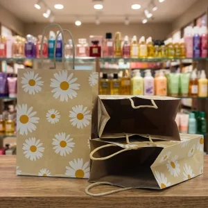 Customized Printed Logo Restaurant Delivery Food Dental Cosmetics Exhibitions Promotions Packaging Kraft Paper Bag With Handles