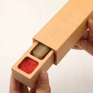 Customized Recyclable Timber Rectangle Bamboo Container Handmade Calligraphy Seal Box Painting Signature Stamping Varnishing