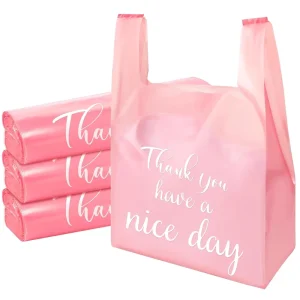 Customized Reusable Printing Gusset Carry Bag T Shirt Grocery Shopping Plastic Shopping Bag with Logo Print