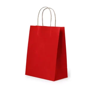 Customized Shopping Paper Bag with Logo Promotion Red High Quality Recycled Materials Kraft Paper Drawstring Bag