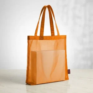 Customized Silk Label Logo Transparent Organza Tote Bag Handbag Shopping Bag Custom Size Color Jewelry Gift Packaging RoHS Reach