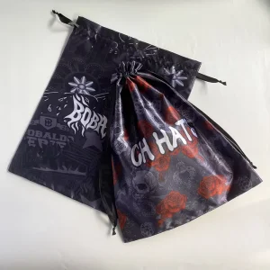Customized Silk Satin Drawstring Dust Cover Bag for Cap Hat Digital Printing Packaging Bags for Handbags Luxury Cloth Shoes Gift