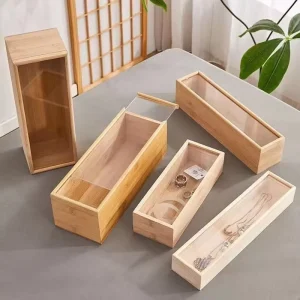 Customized Size Modern Bamboo Wood Food Storage Box with Sliding Lid Party & Kitchen Use Moisture proof Gift Box