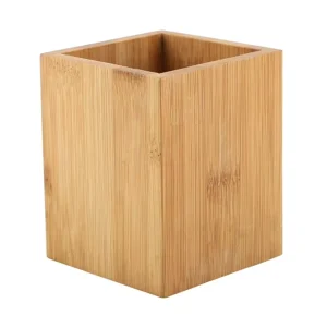 Customized Square Bamboo Pencil Holder Bamboo Wood Desk Pencil Holder Bamboo Pen Holder
