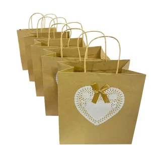 Customized Thickened Your Own Logo Shopping Bags Glossy Lamination Gold Screen Printing Recyclable Kraft Paper Bags Promotion