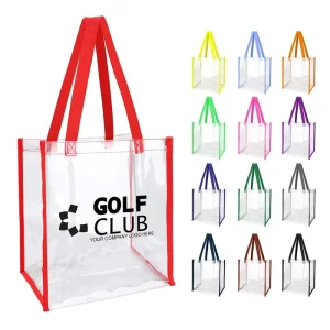 Customized Transparent PVC Tote Bag With Handle Waterproof Clear Plastic Shopping Handbag for Promotional Gift Use