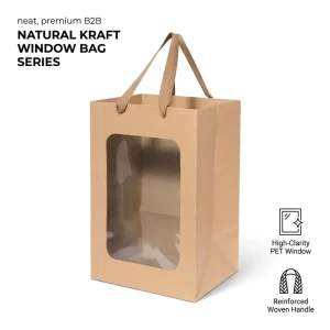 Customized Transparent Window Opening Kraft Paper Shopping Bag Suitable for Shopping Mall Clothing Gift Bags Color Printing