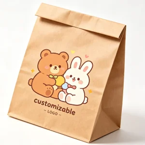 Cute Cartoon Animal Kraft Paper Tote Cotton Rope Handle Lovely Creature Print Custom Logo Kids Gift Shopping Packaging Bag