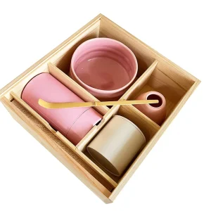 Cute Pink Bowl Matcha Set With Bamboo Box Matcha Whisk Gift Kits