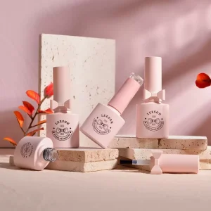 Cute Pink Nail Polish Gel Empty Bottle 12ml Bowknot Nail Art Glass Bottle