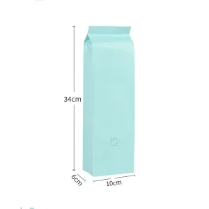 Cyan Gravure Printed Matte Surface Food Grade Moisture Eco Friendly Plastic Pouch Middle Seal Bag 140 Microns 500g Coffee Bean