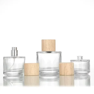 Cylinder 30ml 50ml 100ml Luxury Engraving Glass Perfume Bottles for Perfumes with Plastic Cap