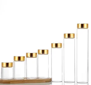 Cylinder-Shaped Glass Storage Jars with Aluminium Oxide Lid for Food Storage