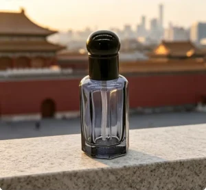 Dark Blue square Unique Shape 12 ml Glass Essential Oil Bottle with Plastic Stick
