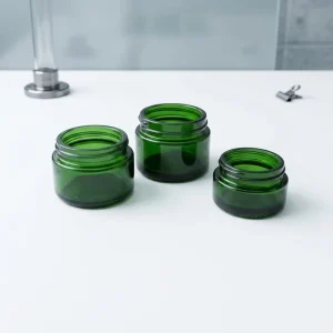 Dark Green Glass Cream Jar Multi Sizes UV Protection Empty Cosmetic Pot for Organic Skincare Salon Mask Packaging