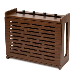 Decorative WiFi Box Hider Bamboo Router and Modem Storage Wall Mountable Wooden Shelf to Hide Router Modem Box