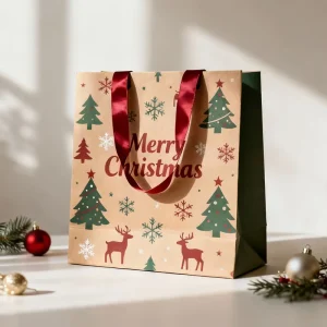 Deluxe Christmas Kraft Bags Gift Paper Bag for Christmas Party Favors Holiday Present Treat Clothing Crafts Elegant Packing Bag