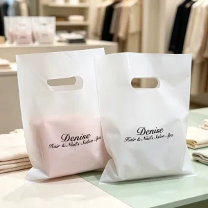 Die Cut Handle Plastic Bags, Custom Clear Plastic Carrier Bags with Logo Printed