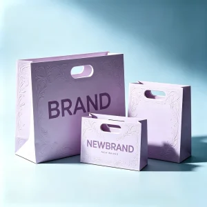 Die Cut Handles Custom Kraft Paper Gift Bag with Gold Foil Stamping Logo for Flower Packaging