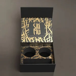 Die Cut Hot Stamping Paper Cardboard Black Custom Magnetic Packaging Box Carton with Foam Inlay