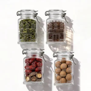 Direct Factory Kitchen Food Storage Canisters Clear with Airtight Lids 420ml High Quality Glass Empty Coffee Jars Supplier