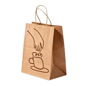 Disposable Eco Friendly Recyclable Biodegradable Luxury Brown Kraft Paper Bags Hand Length Handle Custom