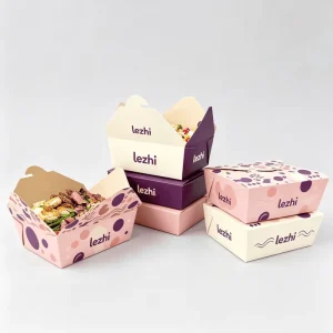Disposable Fast Food Packaging for Fried Chicken Sushi Burgers Kraft Paper Takeaway Lunch Box Stamping Print for Restaurant