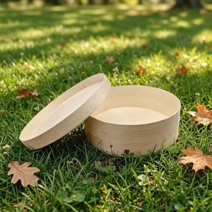 Disposable Wooden Food Box Built in Parchment Wood Baking Bowl Cake Quiche Takeaway Catering Bulk Biodegradable