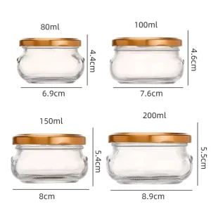 Double Ear Glass Bird Nest Jar 80ml 100ml 150ml Airtight Honey Jam Pot with Metal Screw Lid Wedding Favor Container