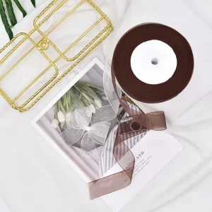 Double Face Embossed Solid Transparent Tulle Chiffon Organza Ribbon Christmas Decorative Flower Packaging Colorful