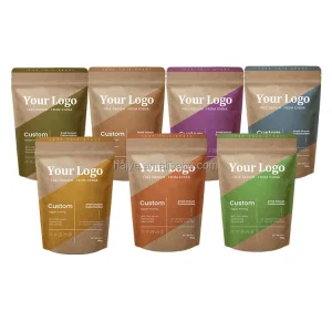 Doypack Ziplock Bags Brown White Kraft Craft Paper Standing up Pouches for Tea Coffee Food Powder for Potato Chips Packaging