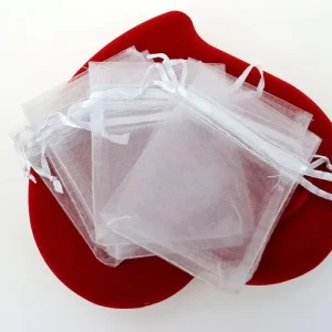 Drawable White Small Organza Bags 7x9cm Favor Wedding Christmas Gift Bag Jewelry Packaging Bags Pouches