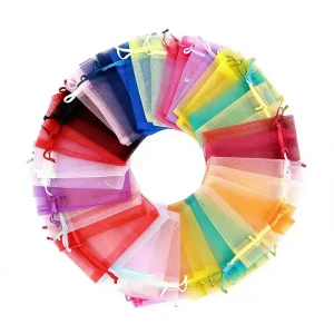 Drawstring Bag Polyester Organza Drawstring Bag Christmas Gift Pouches for Jewelry Candy Packaging