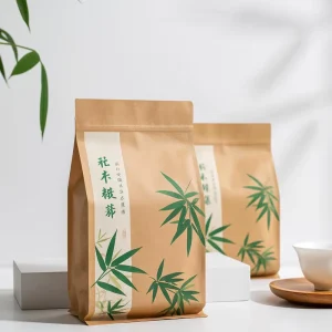 Durable 100pcs Packing Zipper Valve Stand up Pouch Custom Kraft Paper Eco Friendly Food Grade Coffee Tea Packaging Bags