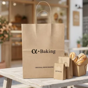 Durable Custom Kraft Paper Shopping Bags with Cotton Handles Ideal for Luxury Brand Packaging and Promotional Events