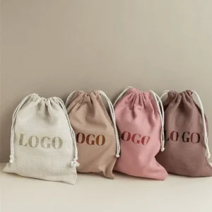 Durable Custom Logo Printed Organic Cotton Drawstring Packaging Bag Jewelry Canvas Drawstring Bag Cotton Cloth Dust Bag