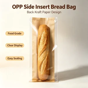 Durable Custom Size Kraft Paper Rectangle Micro Perforated OPP Bread Bags for Bread Factory