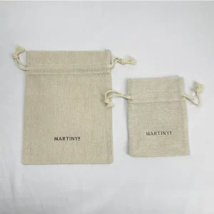 Durable Linen Drawstring Bag Eco Friendly Organic Twill Cotton Canvas Dust Pouch Custom Logo Packaging Bag for Jewelry Glasses