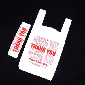 Durable PE Portable Plastic Bags Custom Logo Food Supermarket Shopping Bag Flexo Printing Vest Bag