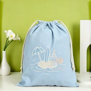 Durable Thick Canvas Cartoon Pattern Simple Open Storage Dust Bag Custom Logo Organic Cotton Drawstring for Garment Protection