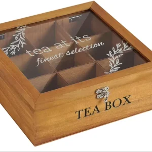 Durable Wooden Tea Bag Organizer Box Rectangle Shape Dispenser for Home Office & Restaurant for Tea & Caddy Chest Party Gifts