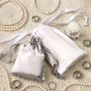 Dust Satin Bag for Hair Bundle Extension Wig Storage Luxury Gift Packaging Printed Logo Silk Satin Drawstring Jewelry Pouch Bag