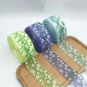 E Magic Gift Wrapping Ribbon Organza Sheer Ribbon Small Flower Pattern for Present Packaging Decor