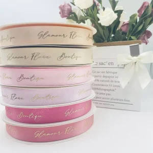 E Magic Recyclable 38mm Single Faced Satin Ribbon Gift Roll 100% Polyester 100 Yards Woven Custom Ribbon Gold Logo