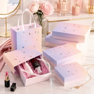 Earth Cover Star Moon Tanabata Purple Pink Gradient Recyclable PaperBoard Gift Box Lipstick Makeup Gift Box