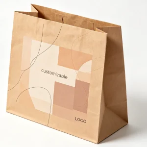 Earthy Tone Abstract Geometric Kraft Bag Reinforced Base Hot Gold Foil Custom Mark Dried Flower Tea Packing Bag
