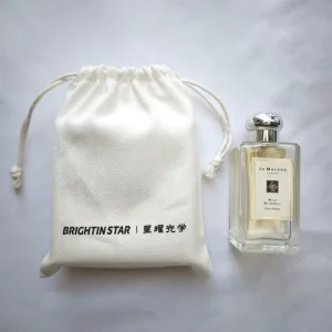 Eco Cotton Herringbone Gift Wallet Belt Packaging Pouch Custom Logo Printed Twill Cotton Drawstring Dust Bag