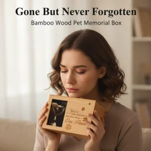 Eco Friendly Bamboo Pet Urns with Photo Frame Memorial Keepsake Memory Box Square Shape Customizable Colors